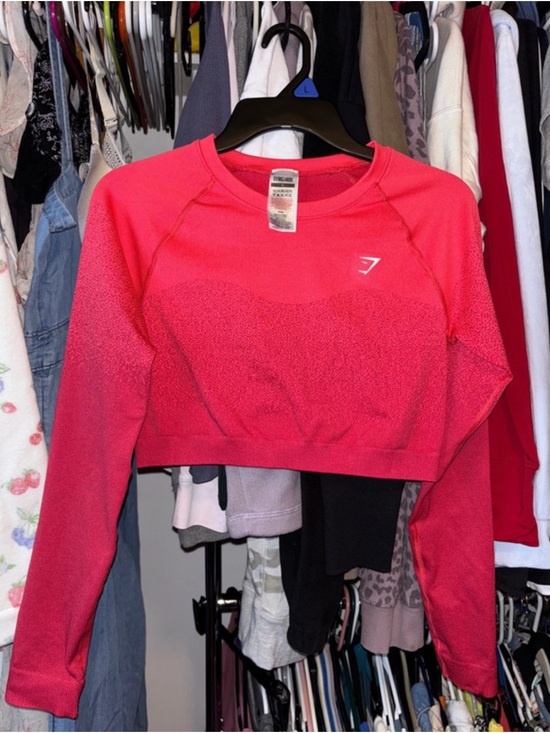 Gymshark Tops - Gymshark Hot Pink Cropped Seamless Long Sleeve Top